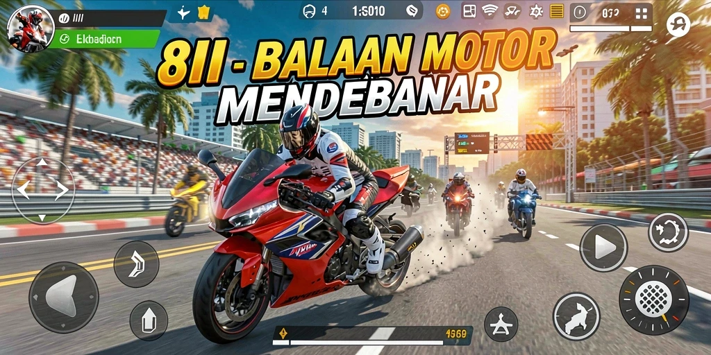 Screenshot gameplay 8II menampilkan aksi balapan seru dan menegangkan.