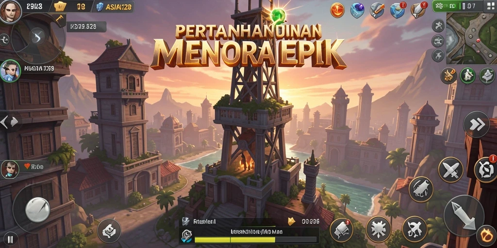 Tampilan gameplay ASIA128 yang mendebarkan dalam pertempuran Tower Defense.