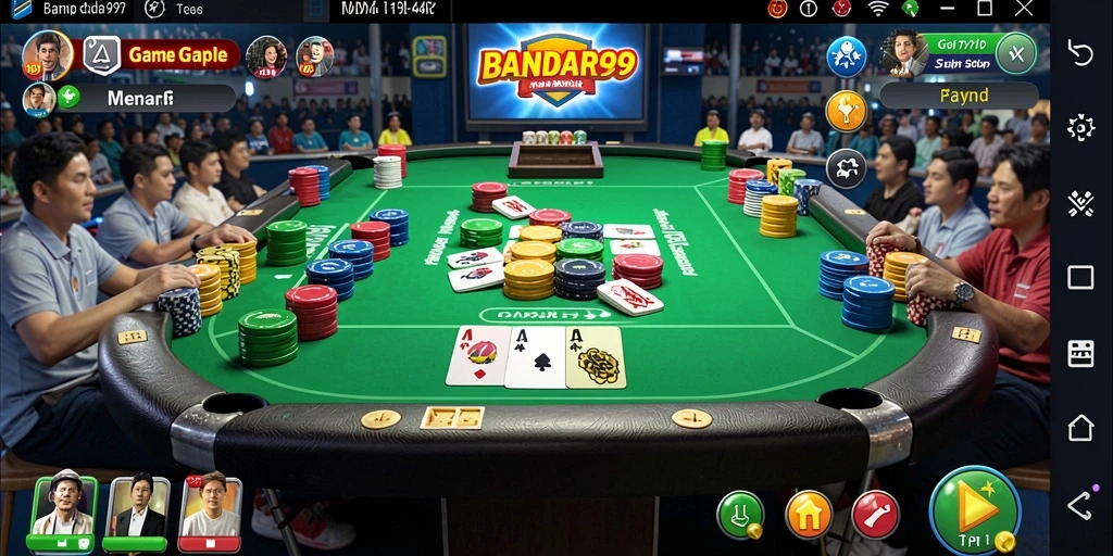 Screenshot gameplay BANDAR99 menampilkan suasana seru permainan Gaple.