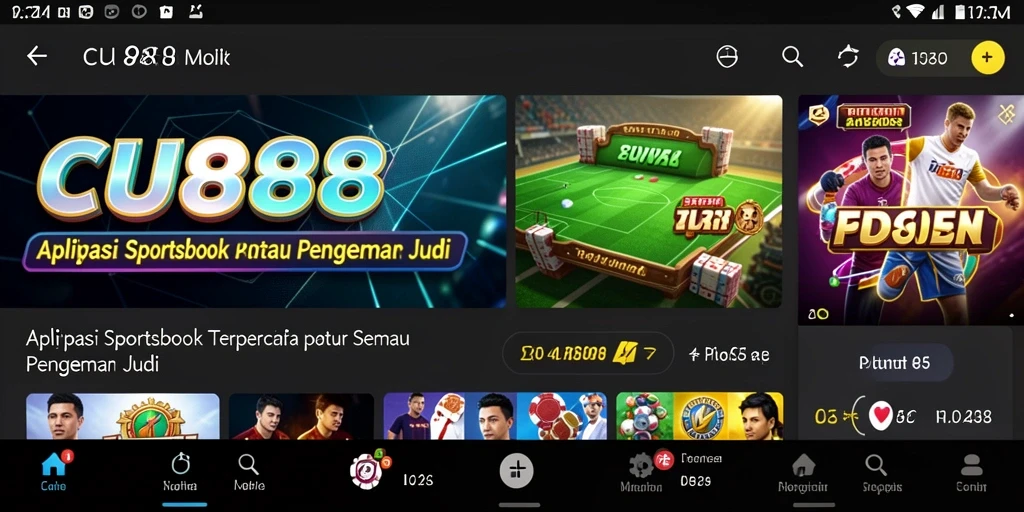 Screenshot CU888 menampilkan taruhan olahraga yang menarik dan interaktif.