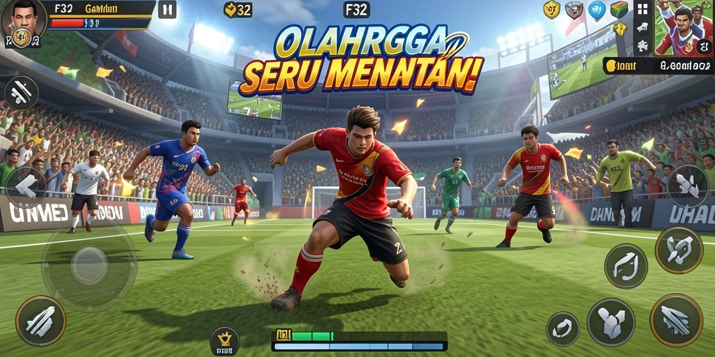 Tampilan game F32 menunjukkan aksi olahraga yang mendebarkan.