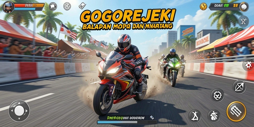Tampilan menarik dari gameplay balapan motor di GOGOREJEKI.