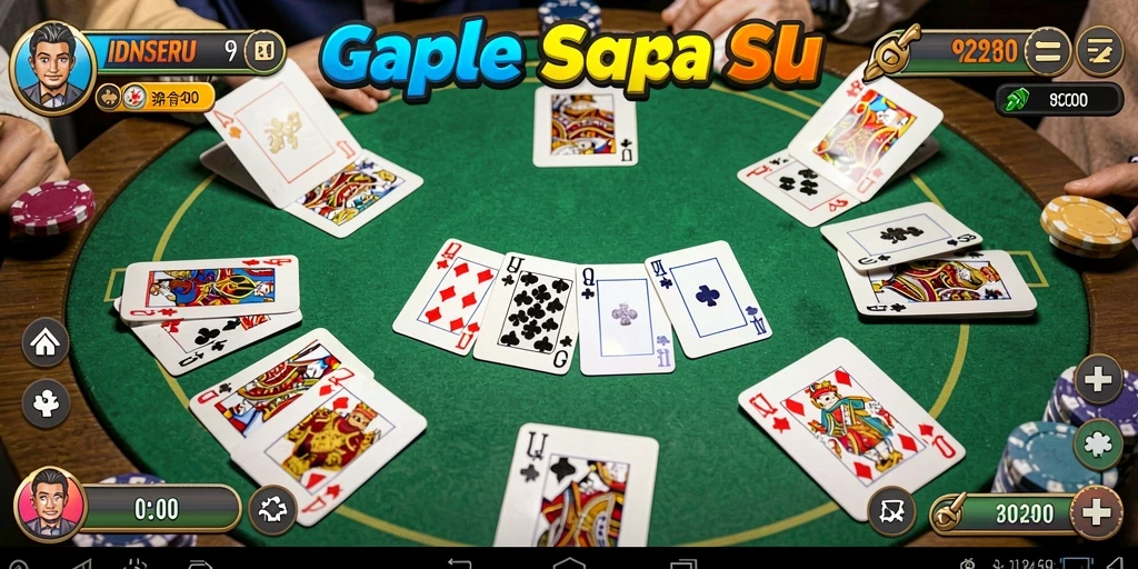 Screenshot IDNSERU menampilkan pengalaman bermain Gaple yang seru dan interaktif.