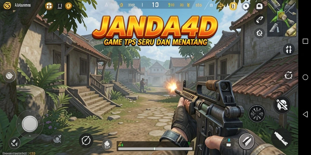 Screenshot gameplay seru dari JANDA4D yang menunjukkan tindakan cepat di TPS.