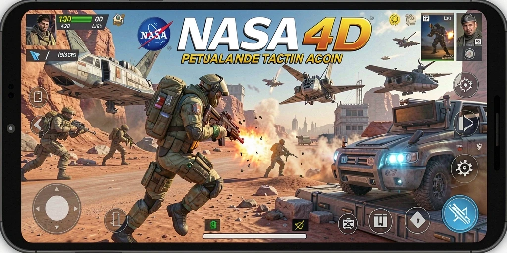 Tampilan tangkapan layar utama dari gameplay seru NASA4D.