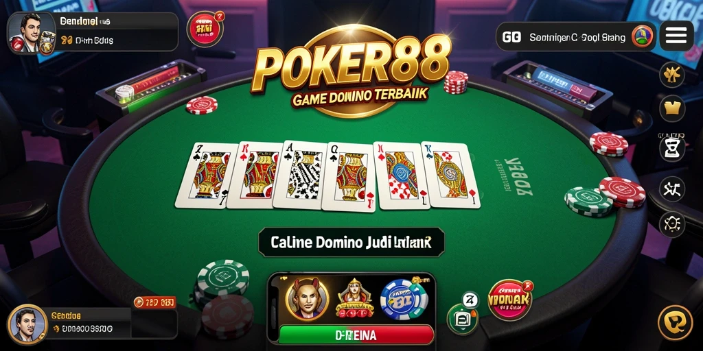 Tampilan seru dari gameplay Domino di POKER88.