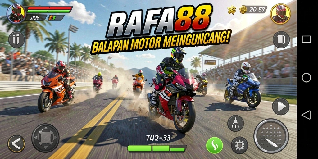 Tampilan gameplay RAFA88 yang mendebarkan saat balapan motor.