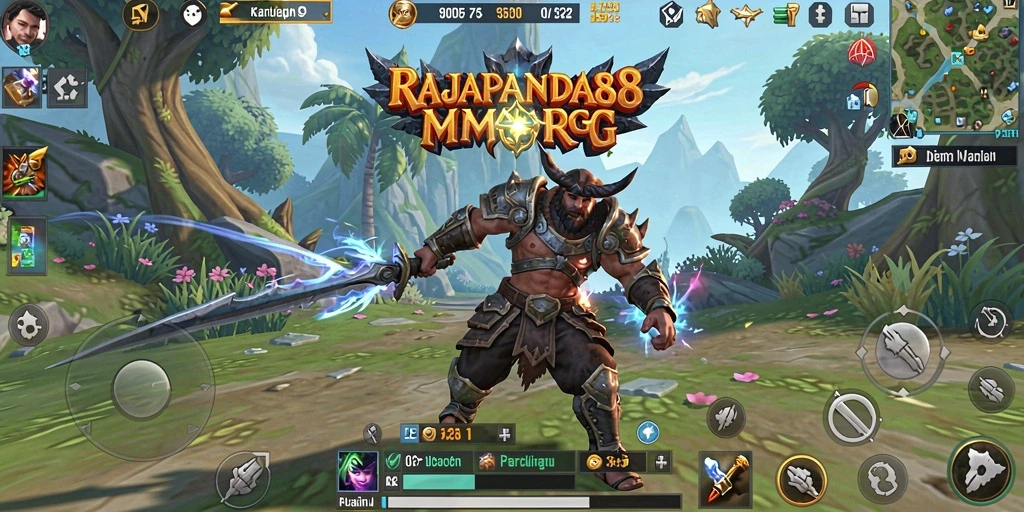 Tangkapan layar gameplay RAJAPANDA88 dengan aksi seru dalam pertempuran MMORPG.