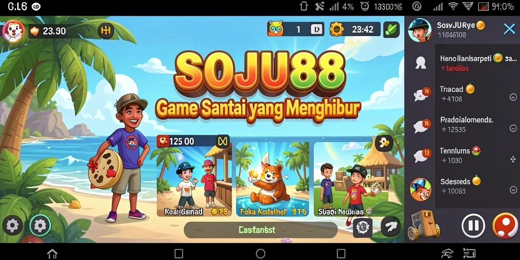 Tangkapan layar utama SOJU88 menunjukkan pengalaman gameplay yang ceria.